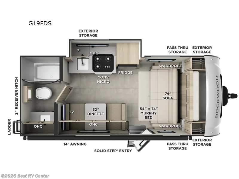 2026 Forest River Rockwood Geo Pro G19FDS - New Travel Trailer For Sale by Best RV Center in Turlock, California features Slideout