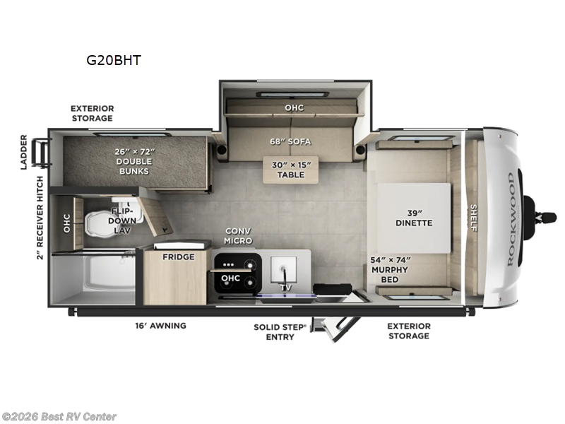 2026 Forest River Rockwood Geo Pro G20BHT - New Travel Trailer For Sale by Best RV Center in Turlock, California features Slideout
