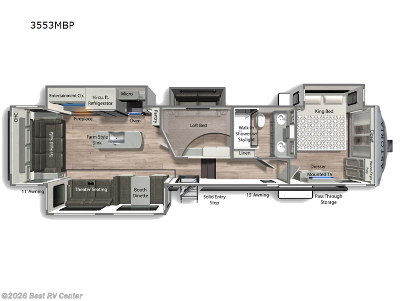 2026 Dutchmen Astoria 3553MBP - New Fifth Wheel For Sale by Best RV Center in Turlock, California features Slideout