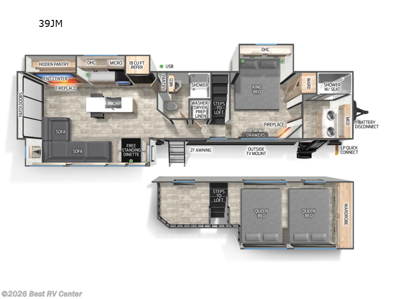 2026 Forest River Cherokee Timberwolf Black Label 39JMBL - New Destination Trailer For Sale by Best RV Center in Turlock, California features Slideout