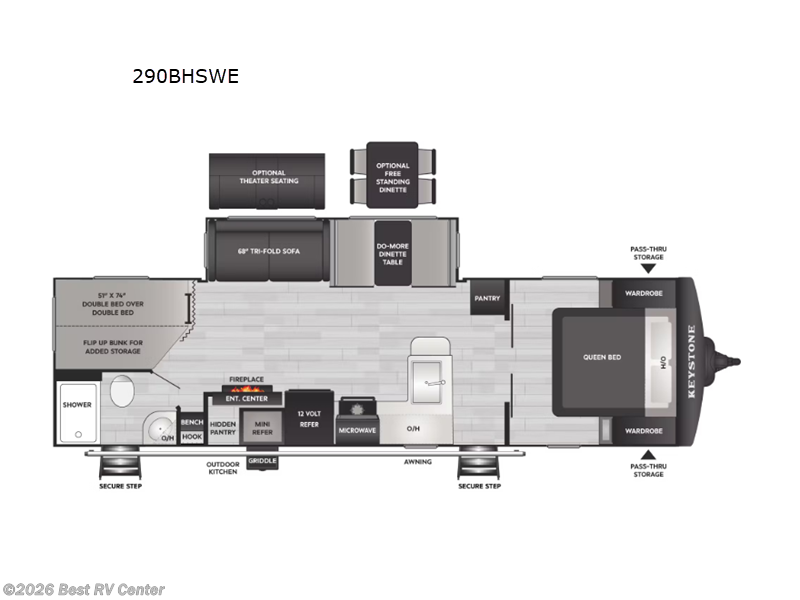 2026 Keystone Bullet Crossfire 290BHSWE - New Travel Trailer For Sale by Best RV Center in Turlock, California features Slideout