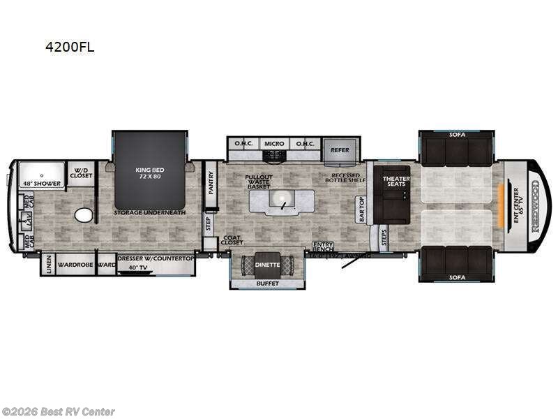 2026 Redwood RV Redwood 420FL - New Fifth Wheel For Sale by Best RV Center in Turlock, California features Slideout