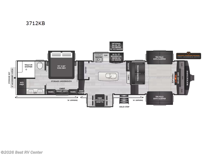 2026 Keystone Alpine 3712KB - New Fifth Wheel For Sale by Best RV Center in Turlock, California features Slideout