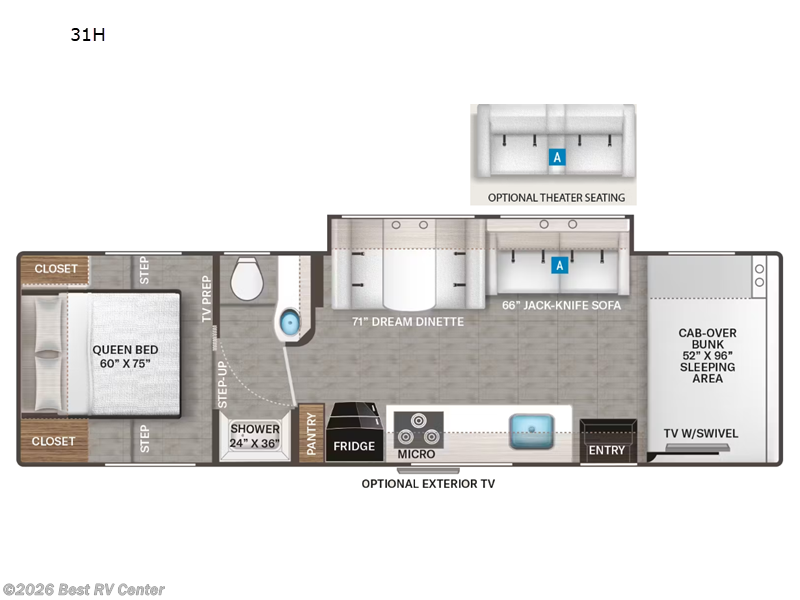 2026 Thor Motor Coach Four Winds 31H - New Class C For Sale by Best RV Center in Turlock, California features Slideout