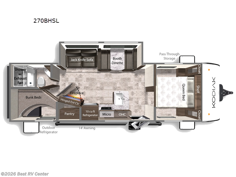 2026 Dutchmen Kodiak 270BHSL - New Travel Trailer For Sale by Best RV Center in Turlock, California features Slideout