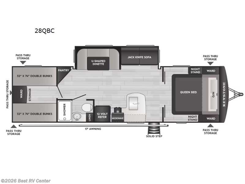 2026 Keystone Bullet Classic 28QBC - New Travel Trailer For Sale by Best RV Center in Turlock, California features Slideout