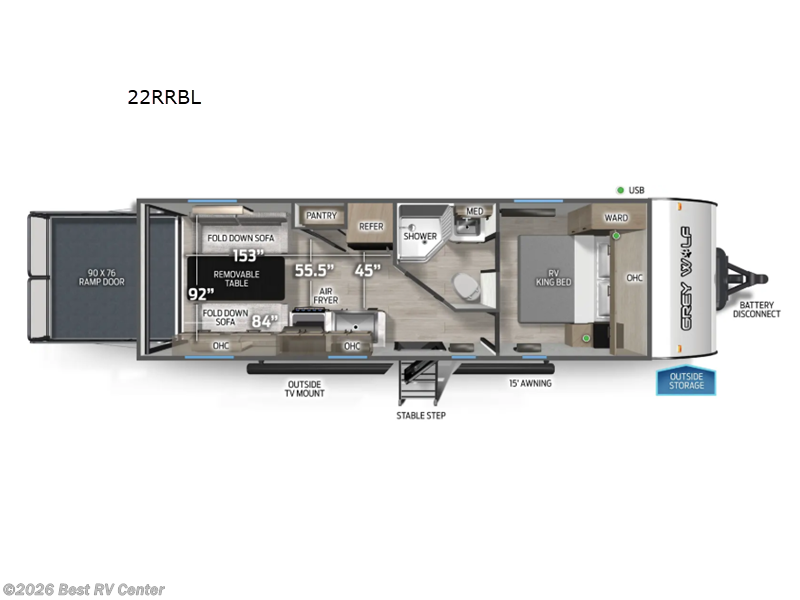 2026 Forest River Cherokee Grey Wolf Black Label 22RRBL - New Toy Hauler For Sale by Best RV Center in Turlock, California