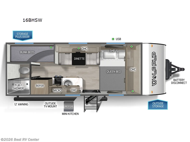 2026 Forest River Cherokee Wolf Pup 16BHSW - New Travel Trailer For Sale by Best RV Center in Turlock, California