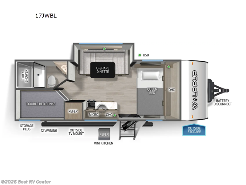 2026 Forest River Cherokee Wolf Pup Black Label 17JWBL - New Travel Trailer For Sale by Best RV Center in Turlock, California features Slideout