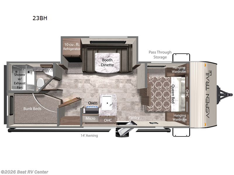 2026 Dutchmen Aspen Trail LE 23BH - New Travel Trailer For Sale by Best RV Center in Turlock, California features Slideout