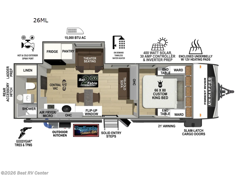 2026 Forest River Un-Mapped 26ML - New Travel Trailer For Sale by Best RV Center in Turlock, California features Slideout