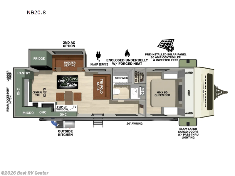 2026 Forest River No Boundaries NB20.8 BEAST MODE - New Travel Trailer For Sale by Best RV Center in Turlock, California features Slideout