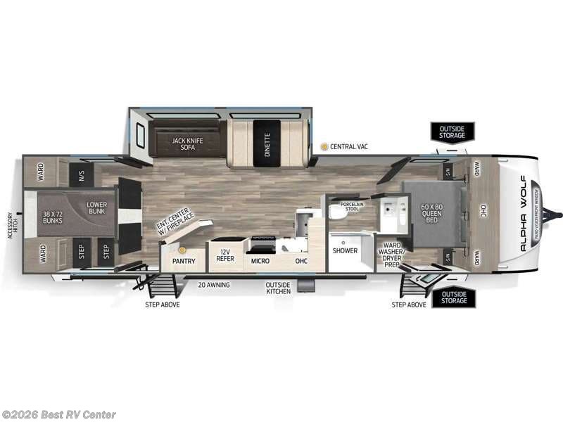 2026 Forest River Cherokee Alpha Wolf 29DCB - New Travel Trailer For Sale by Best RV Center in Turlock, California features Slideout