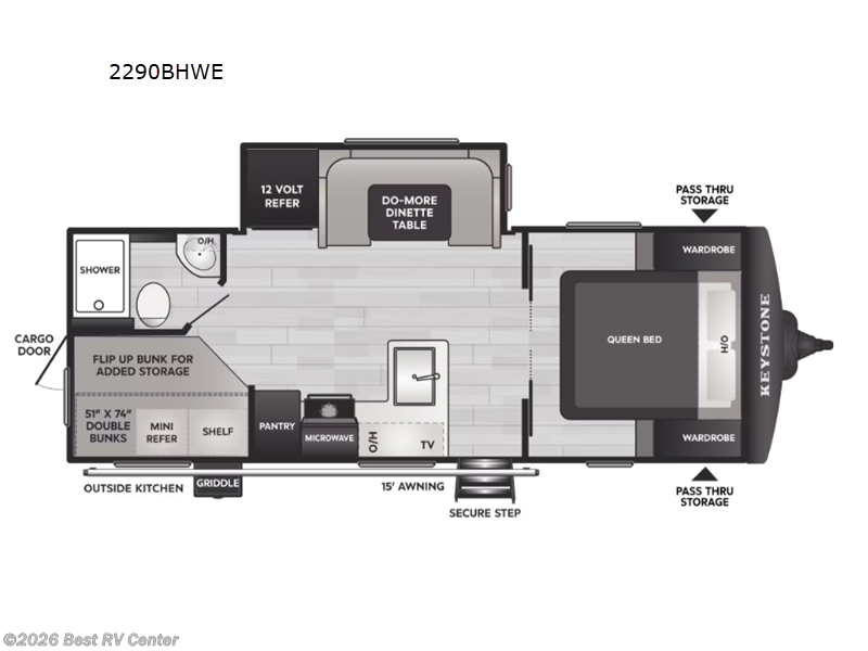 2026 Keystone Bullet Crossfire 2290BHWE - New Travel Trailer For Sale by Best RV Center in Turlock, California features Slideout