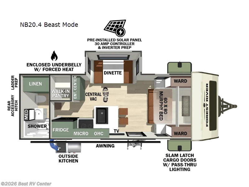 2026 Forest River No Boundaries NB20.4 Beast Mode - New Travel Trailer For Sale by Best RV Center in Turlock, California features Slideout