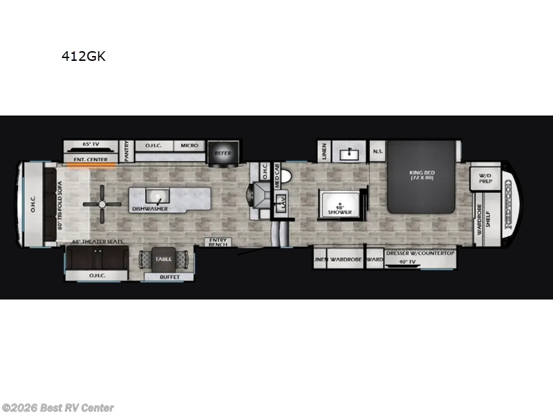 2026 Redwood RV Redwood 412GK - New Fifth Wheel For Sale by Best RV Center in Turlock, California features Slideout