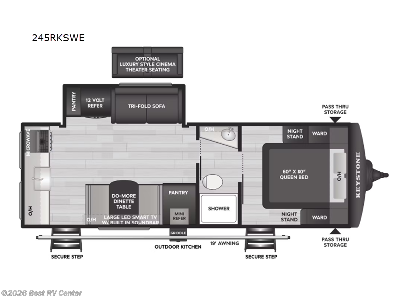 2026 Keystone Bullet Crossfire 245RKSWE - New Travel Trailer For Sale by Best RV Center in Turlock, California features Slideout