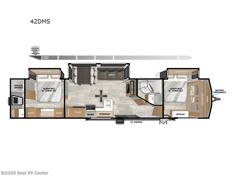 2026 Forest River Wildwood Lodge 42DMS - New Destination Trailer For Sale by Best RV Center in Turlock, California features Slideout