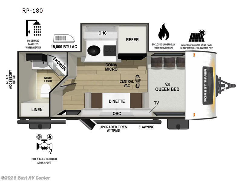 2026 Forest River R Pod RP-180 - New Travel Trailer For Sale by Best RV Center in Turlock, California features Slideout