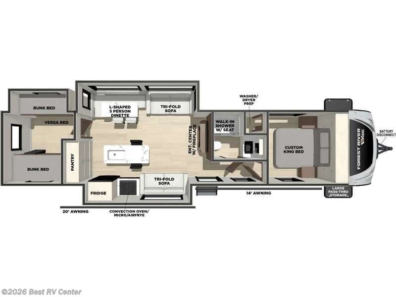 2026 Forest River Vibe 3400BH - New Travel Trailer For Sale by Best RV Center in Turlock, California features Slideout