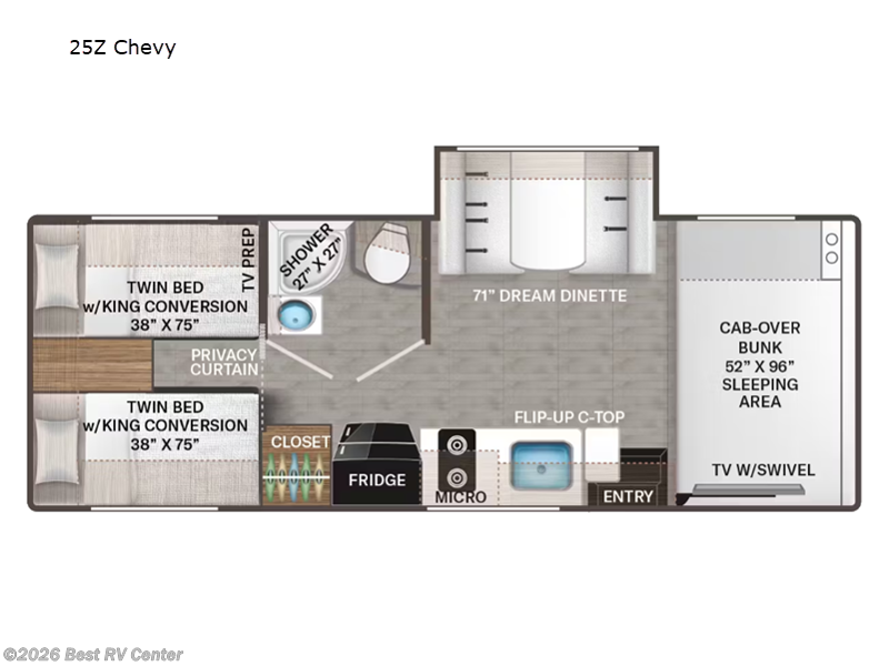 2026 Thor Motor Coach Four Winds 25Z Chevy - New Class C For Sale by Best RV Center in Turlock, California features Slideout