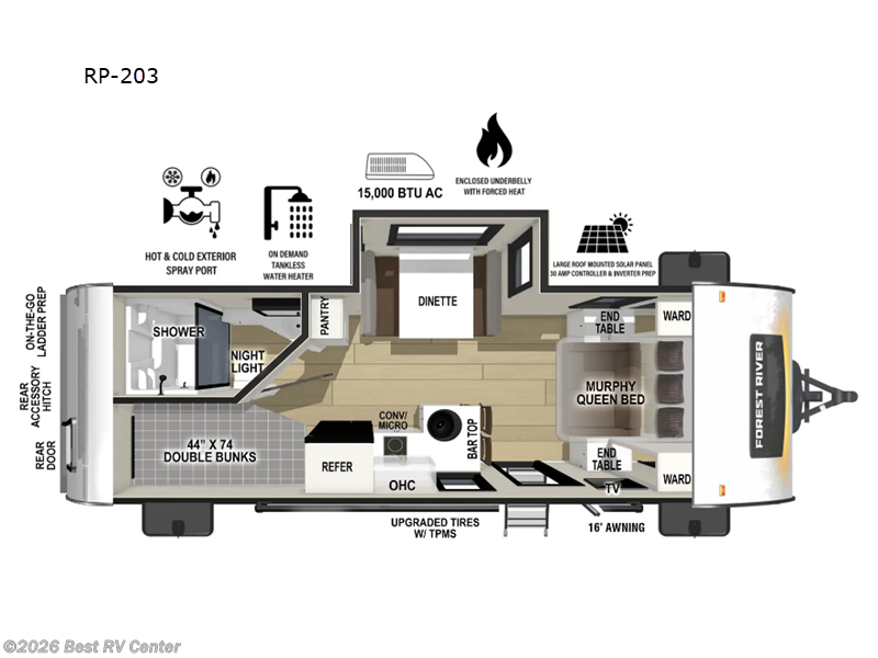 2026 Forest River R Pod RP-203 - New Travel Trailer For Sale by Best RV Center in Turlock, California features Slideout