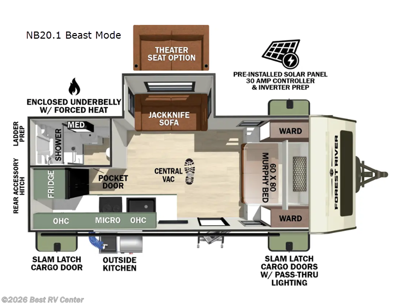 2026 Forest River No Boundaries NB20.1 Beast Mode - New Travel Trailer For Sale by Best RV Center in Turlock, California features Slideout