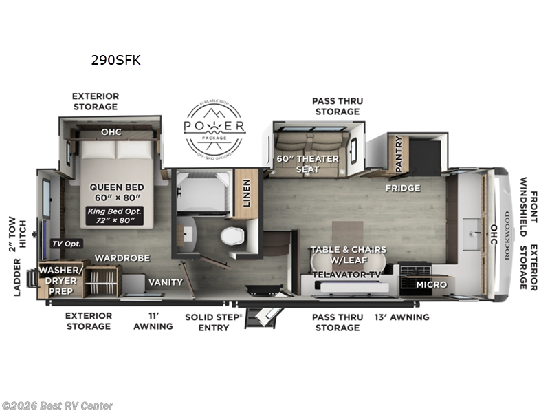 2026 Forest River Rockwood Signature 290SFK - New Fifth Wheel For Sale by Best RV Center in Turlock, California features Slideout