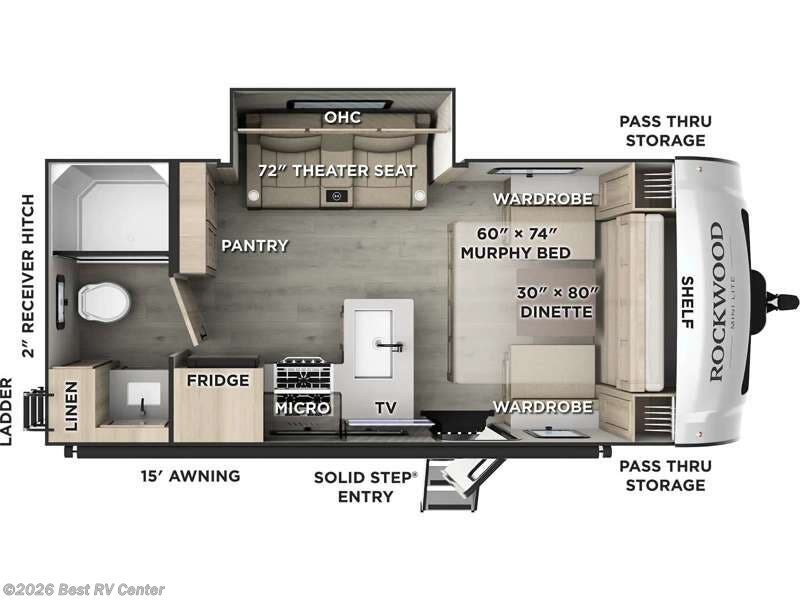 2026 Forest River Rockwood Mini Lite 2108RB - New Travel Trailer For Sale by Best RV Center in Turlock, California