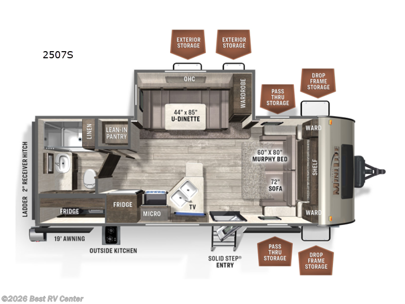 2022 Forest River Rockwood Mini Lite 2507S - Used Travel Trailer For Sale by Best RV Center in Turlock, California features Slideout