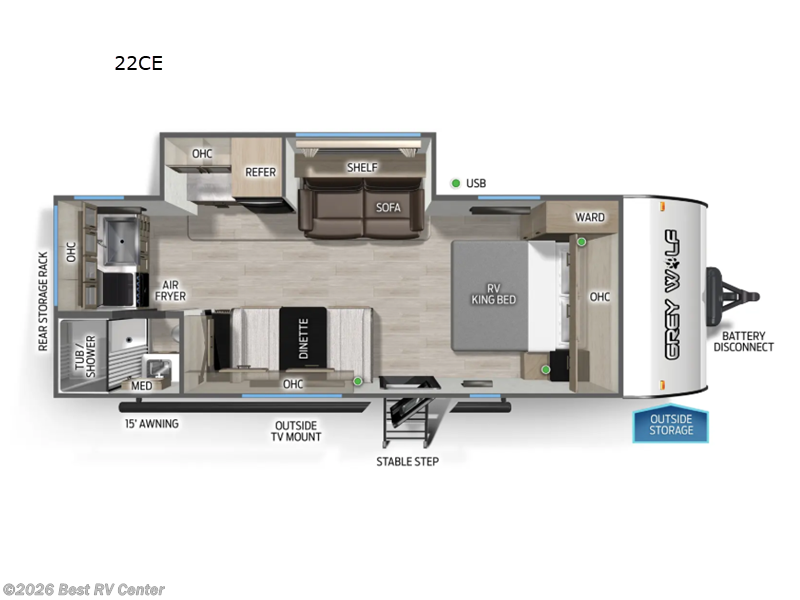 2026 Forest River Cascade 22CEC - New Travel Trailer For Sale by Best RV Center in Turlock, California features Slideout