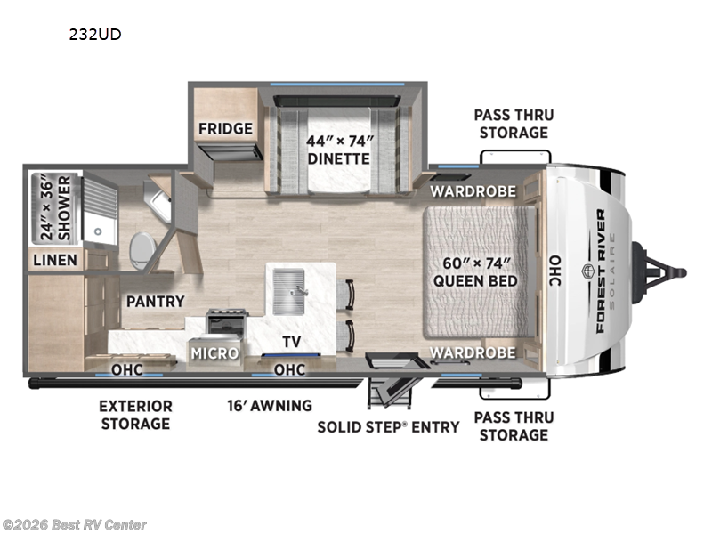 2026 Forest River Solaire 232UD - New Travel Trailer For Sale by Best RV Center in Turlock, California features Slideout