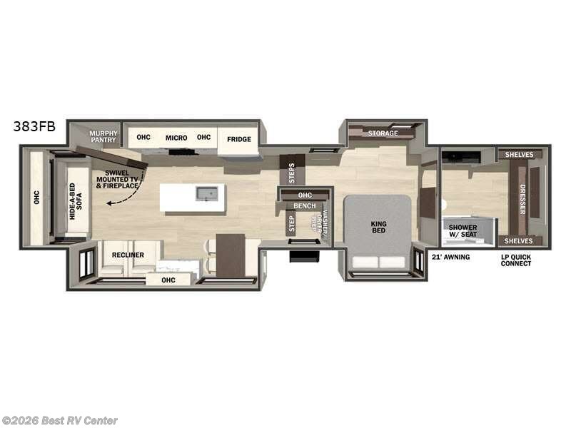 2026 Forest River Cedar Creek 383FB - New Fifth Wheel For Sale by Best RV Center in Turlock, California features Slideout