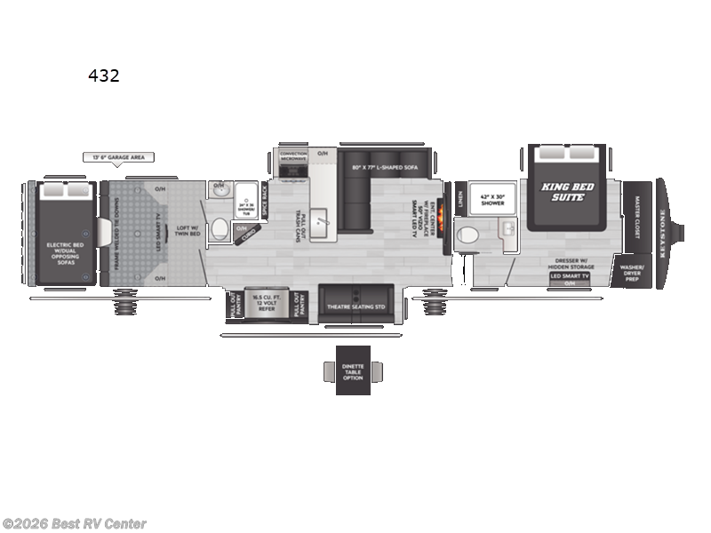 2026 Keystone Fuzion 432 - New Toy Hauler For Sale by Best RV Center in Turlock, California features Slideout