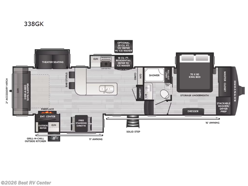 2026 Keystone Alpine Avalanche Edition 338GK - New Fifth Wheel For Sale by Best RV Center in Turlock, California features Slideout