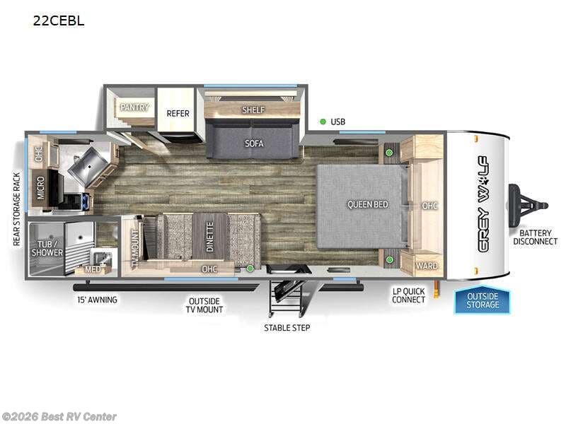 2023 Forest River Cherokee Grey Wolf Black Label 22CEBL - Used Travel Trailer For Sale by Best RV Center in Turlock, California features Slideout