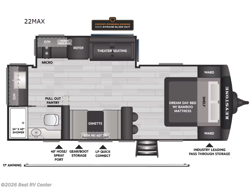 2026 Keystone Walkabout 22MAX - New Travel Trailer For Sale by Best RV Center in Turlock, California features Slideout