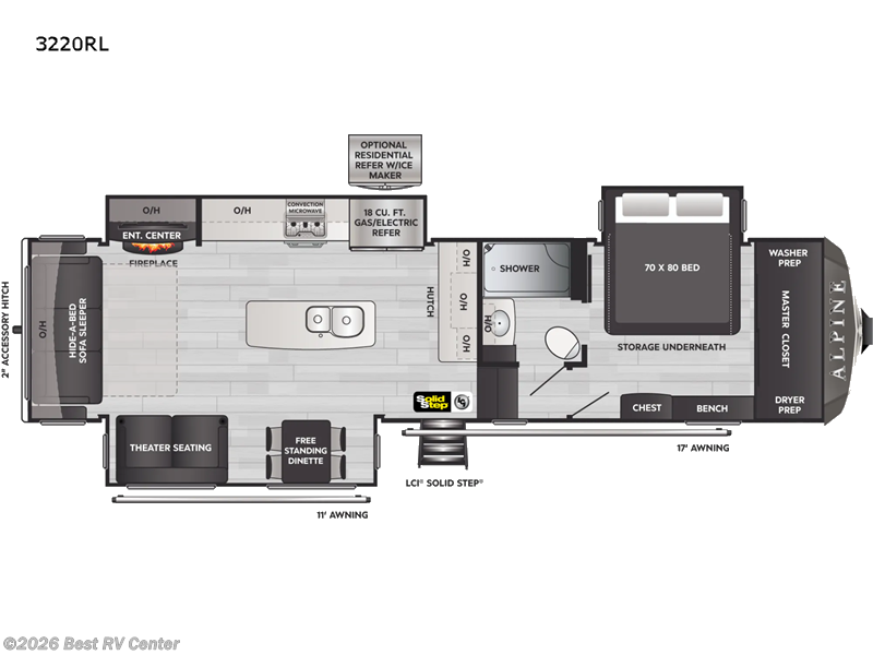 2022 Keystone Alpine 3220RL - Used Fifth Wheel For Sale by Best RV Center in Turlock, California features Slideout