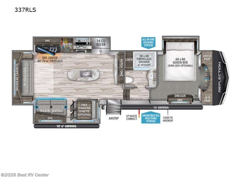 2022 Grand Design Reflection 337RLS - Used Fifth Wheel For Sale by Best RV Center in Turlock, California features Slideout
