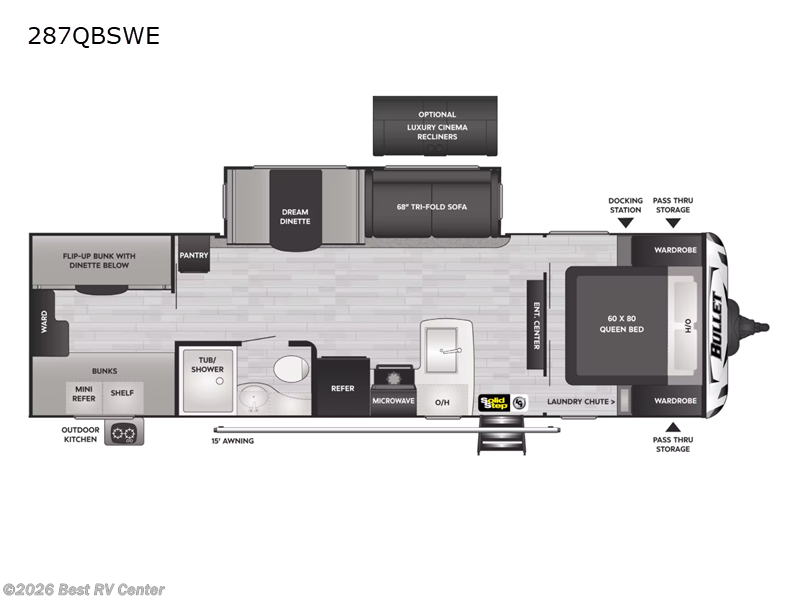 2023 Keystone Bullet 287QBSWE - Used Travel Trailer For Sale by Best RV Center in Turlock, California features Slideout