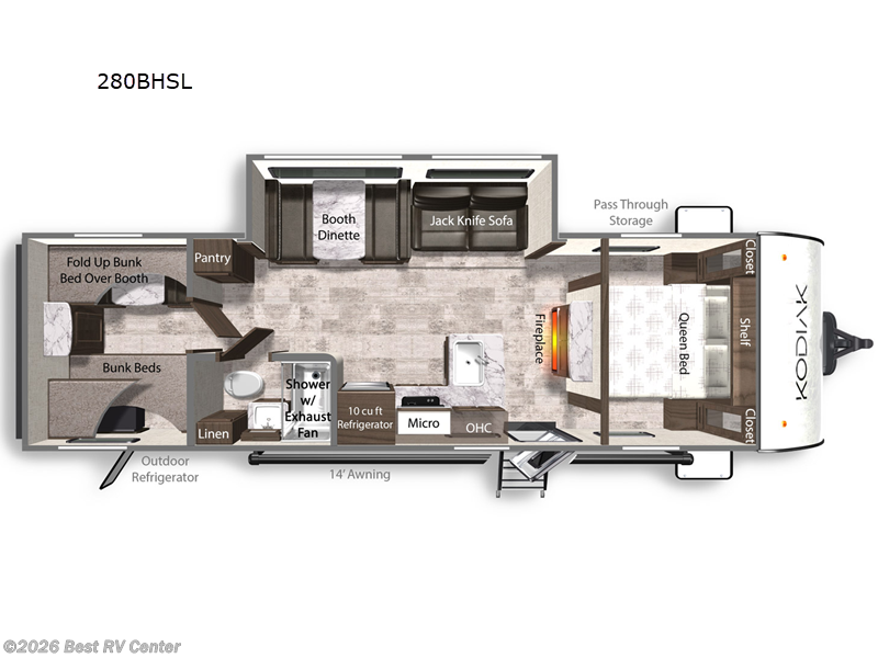 2026 Dutchmen Kodiak 280BHSL - New Travel Trailer For Sale by Best RV Center in Turlock, California features Slideout
