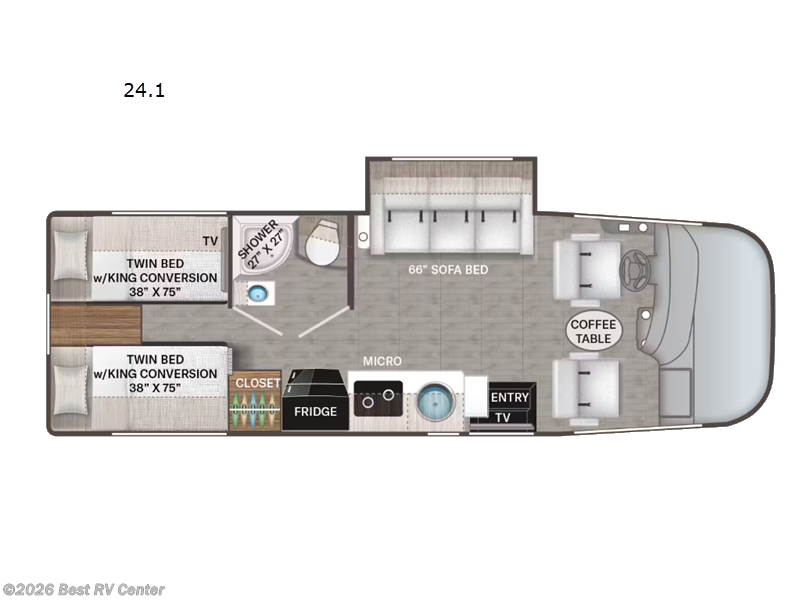 2026 Thor Motor Coach Vegas 24.1 - New Class A For Sale by Best RV Center in Turlock, California features Slideout