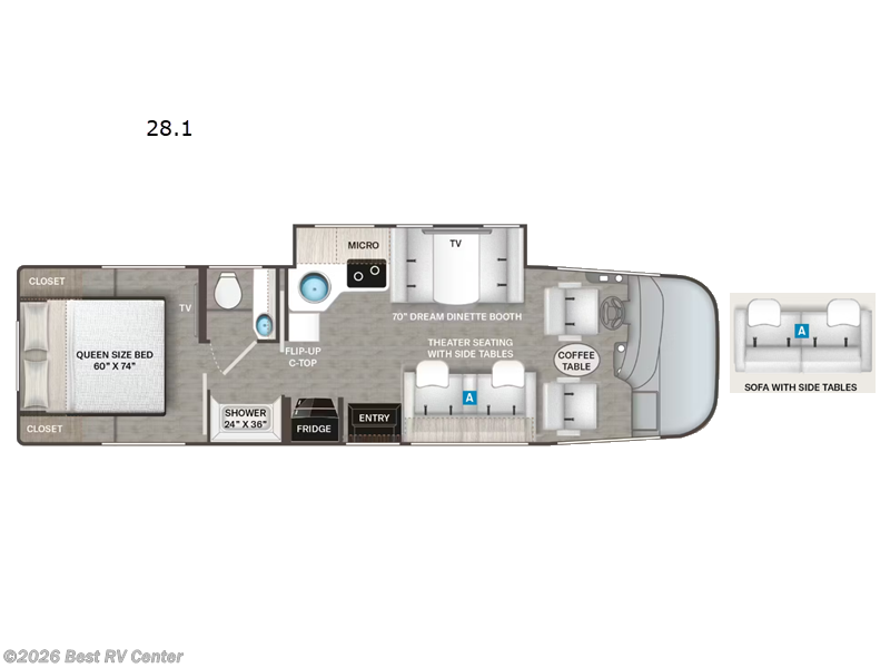 2026 Thor Motor Coach Vegas 28.1 - New Class A For Sale by Best RV Center in Turlock, California features Slideout