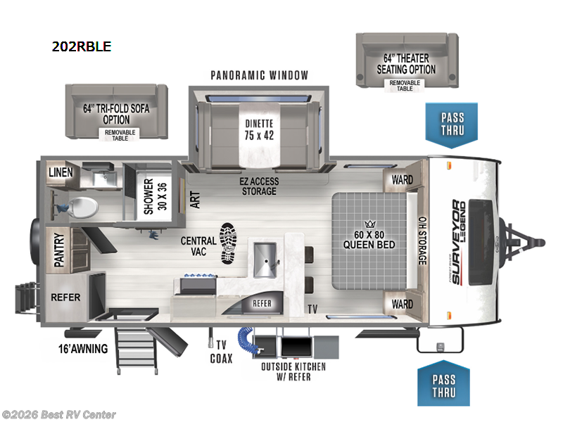2023 Forest River Surveyor Legend 202RBLE - Used Travel Trailer For Sale by Best RV Center in Turlock, California features Slideout