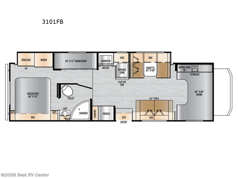 2026 East to West College Avenue 3101FB - New Class C For Sale by Best RV Center in Turlock, California features Slideout