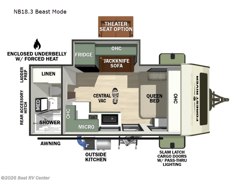 2026 Forest River No Boundaries NB18.3 Beast Mode - New Travel Trailer For Sale by Best RV Center in Turlock, California features Slideout