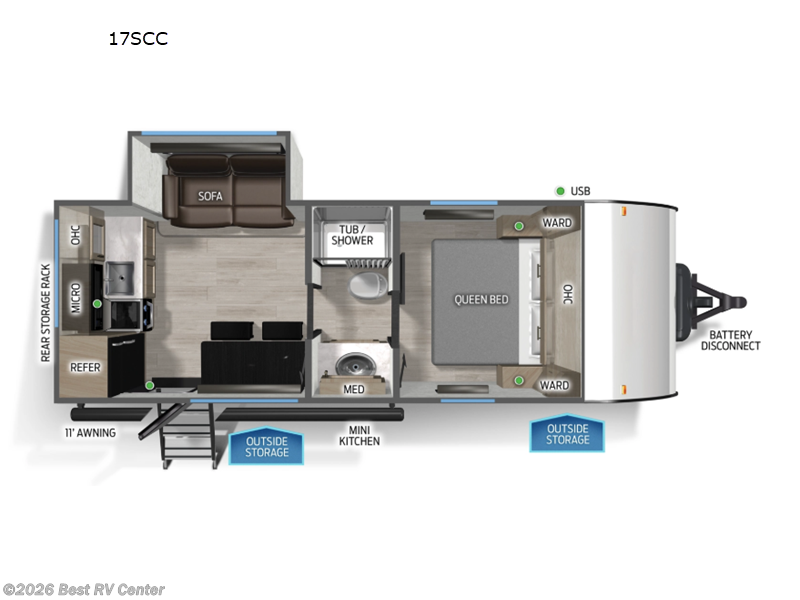 2026 Forest River Cascade 17SCC - New Travel Trailer For Sale by Best RV Center in Turlock, California features Slideout