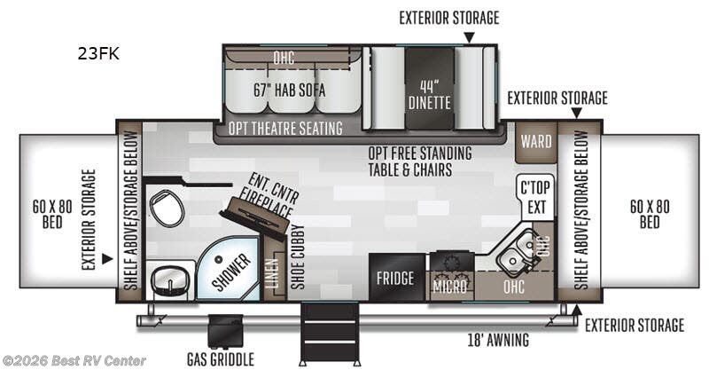 2020 Forest River Rockwood Roo 23FK - Used Travel Trailer For Sale by Best RV Center in Turlock, California features Slideout