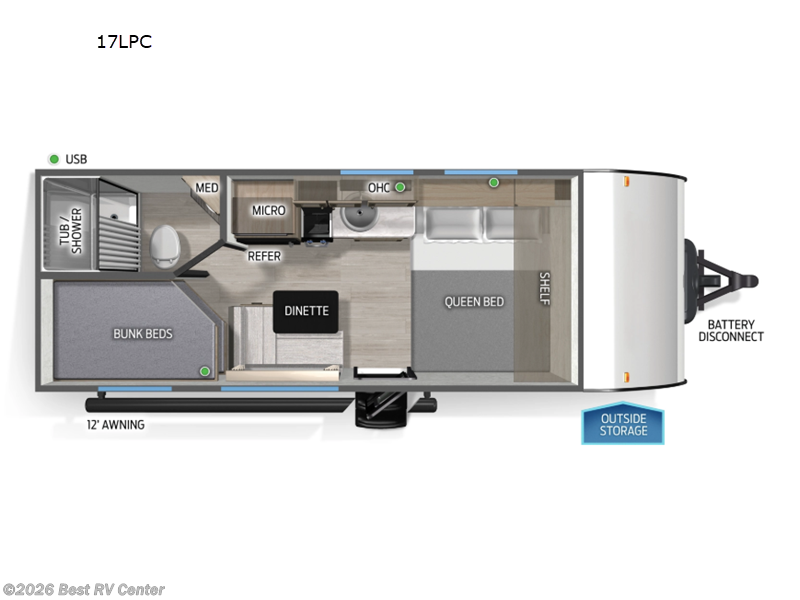 2026 Forest River Cascade 17LPC - New Travel Trailer For Sale by Best RV Center in Turlock, California