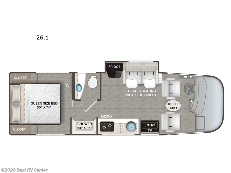 2027 Thor Motor Coach Vegas 26.1 - New Class A For Sale by Best RV Center in Turlock, California features Slideout
